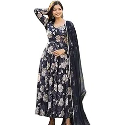 lookmark Womens Kurta Set in Navy Blue Floral Color and Georgette Fabric With Only Dupatta-picture-38
