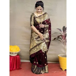 Lookmark Woven Design Zari Banarasi Saree With Blouse Piece-picture-18