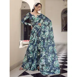 LOOKNBOOK ART Floral Printed Beads and Stones Pure Georgette Tussar Saree-picture-18