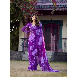 LOOKNBOOK ART Floral Pure Chiffon Tussar Saree-picture-15