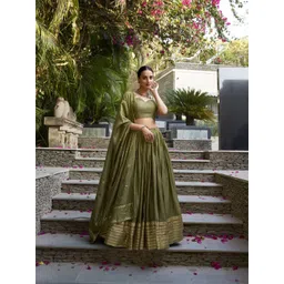 LOOKNBOOK ART Floral Woven Design Ready to Wear Lehenga & Unstitched Blouse With Dupatta-picture-35