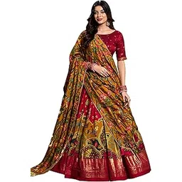 looknbook art Women's Wedding Special Tussar Silk With Kalamkari Print Lehenga Choli-picture-39
