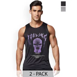 Looks United Men Pack Of 2 Printed Gym Vests 2VST-1021GR-1022BK-M-picture-17