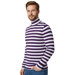 Looks United Men Striped Pullover with Applique Detail-picture-11