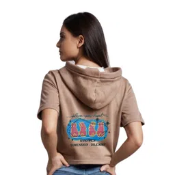 Looks United Print Hooded Cotton Boxy Crop Top-picture-11