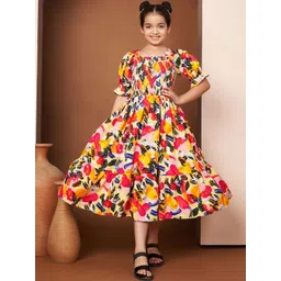 LookShine Print Puff Sleeve A-Line Midi Dress-picture-43