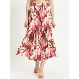 LookShine Printed A-Line Pleated Flared Midi Skirt-picture-23