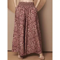 LookShine Women Maroon Floral Printed Polyester Flared Palazzo-picture-19
