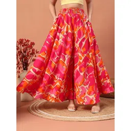 LookShine Women Orange Polyester Printed Flared Regular Trousers-picture-14