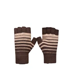 LOOM LEGACY Men Striped Acrylic Fingerless Gloves-picture-36