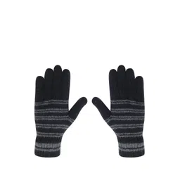 LOOM LEGACY Men Striped Winter Acrylic Woollen Gloves image 1