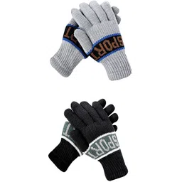 loom legacy Solid, Self Design, Printed Winter Men Gloves-picture-37