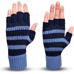 loom legacy Striped, Self Design, Printed Winter Men Gloves-picture-12
