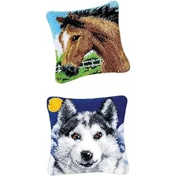 LOOM TREE 2 Set Latch Hook Kits DIY Pillow Animal Pattern Handmade Needlework Supplies | Latch Hooking Kits-image-19