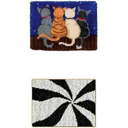 LOOM TREE 2Pcs Embroidery Carpet Latch Hook kit Crochet Rug Making DIY Cushion Mat | Latch Hooking Kits-image-17