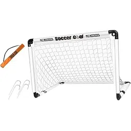 LOOM TREE® Kids Soccer Goal Foldable Compact Football Gate for Park Backyard Playground White 120x80x80cm | Team Sports | Soccer | Goals & Nets-picture-10