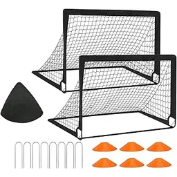 LOOM TREE® Kids Soccer Goal for Backyard Portable Football Nets for Home Fitness Garden Style C | 2 Football Goals, 6 Cones, 8 Stakes, 1 Storage Bag-picture-13
