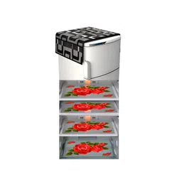 LooMantha 5-Pcs Red & Black Printed Refrigerator Appliance Covers-picture-19