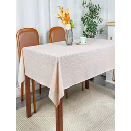 LooMantha Beige & White Floral Printed Cotton 6-Seater Rectangle Table Cover-picture-15