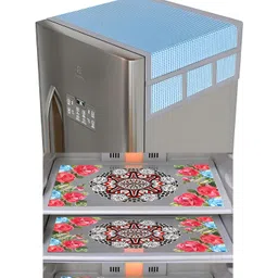 LooMantha Blue & White 5 Pieces Printed Refrigerator Appliance Covers-picture-27