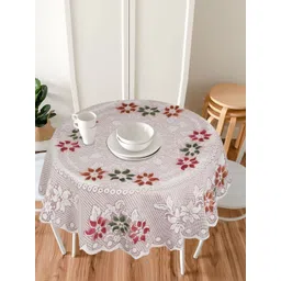 LooMantha Brown & Red Floral Cotton Round 4-Seater Table Cover-picture-11