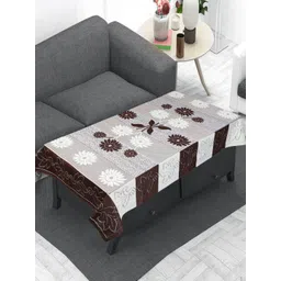 LooMantha Brown and White Floral Anti-Skid Cotton 4-Seater Table Cover-picture-20