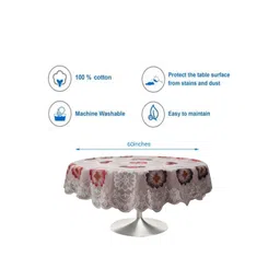 LooMantha Brown Floral Cotton Round 4-Seater Table Cover image 3