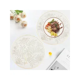 LooMantha Gold-Toned & White 2 Pieces Floral Printed Round Table Placemats-picture-26