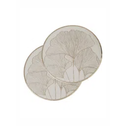 LooMantha Gold-Toned & White 2 Pieces Floral Printed Round Table Placemats-picture-17