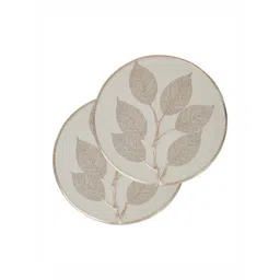 LooMantha Gold-Toned & White 2 Pieces Floral Printed Round Table Placemats-picture-28