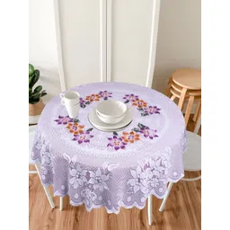 LooMantha Purple Floral Cotton Round 4-Seater Table Cover-picture-12