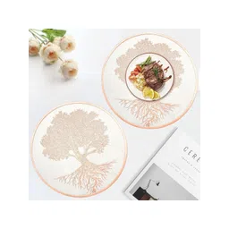 LooMantha White & Copper Toned 2 Pieces Floral Textured Table Placemats-picture-20