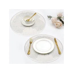 LooMantha White & Silver Toned 2 Pieces Floral Textured Table Placemats-picture-15
