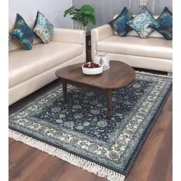 loomkart Black Persian Faux Silk 3 ft x 5 ft Hand Woven Carpet-picture-28