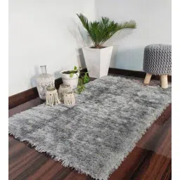 loomkart Silver Shaggy Polyester 3 ft x 5 ft Shaggy Carpet-picture-27