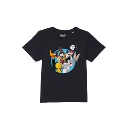Looney Tunes by Wear Your Mind Boys Navy Blue Graphic Printed Pure Cotton T-shirt-picture-9