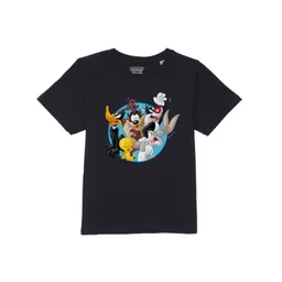 Looney Tunes by Wear Your Mind Boys Navy Blue Printed Pure Cotton T-shirt-picture-16