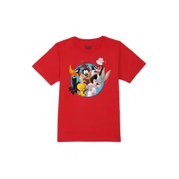 Looney Tunes by Wear Your Mind Boys Red Printed Cotton T-shirt-picture-0