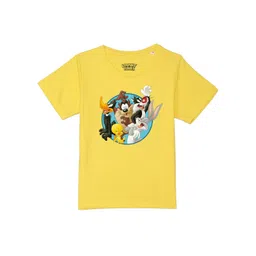 Looney Tunes by Wear Your Mind Boys Yellow Printed Pure Cotton T-shirt-picture-23