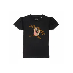 Looney Tunes by Wear Your Mind Girls Black & Brown Looney Tunes Printed Puff Sleeves T-shirt-picture-26