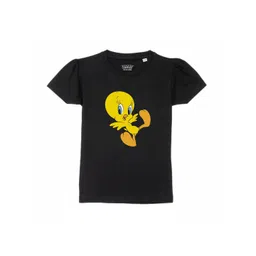 Looney Tunes by Wear Your Mind Girls Black & Yellow Tweety Printed T-shirt-picture-16