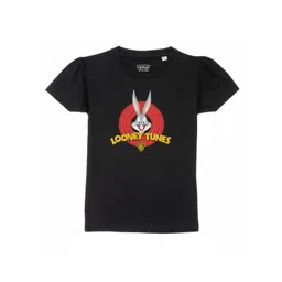 Looney Tunes by Wear Your Mind Girls Black Bugs Bunny Printed Cotton Puff Sleeves T-shirt-picture-27