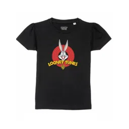 Looney Tunes by Wear Your Mind Girls Black Bugs Bunny Printed Puff Sleeves T-shirt-picture-31