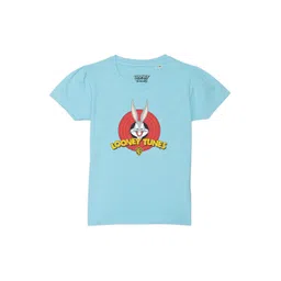 Looney Tunes by Wear Your Mind Girls Blue Looney Tunes Printed Puff Sleeves Pure Cotton T-shirt-picture-30