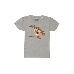 Looney Tunes by Wear Your Mind Girls Grey Printed Pure Cotton Puff Sleeves T-shirt-picture-33