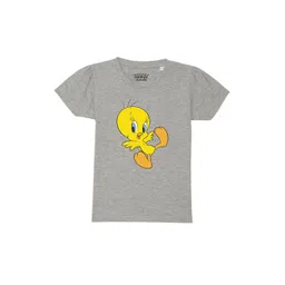 Looney Tunes by Wear Your Mind Girls Grey Tweety Printed T-shirt-picture-23