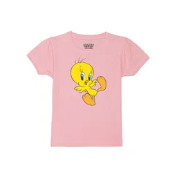 Looney Tunes by Wear Your Mind Girls Pink Tweety Printed Pure Cotton T-shirt-picture-25