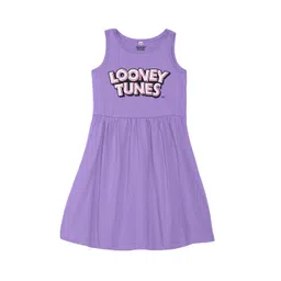 Looney Tunes by Wear Your Mind Girls Purple Printed Cotton Dress-picture-48