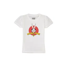 Looney Tunes by Wear Your Mind Girls White Looney Tunes Printed Puff Sleeves Pure Cotton T-shirt-picture-32