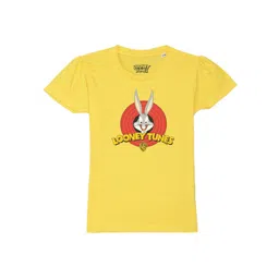Looney Tunes by Wear Your Mind Girls Yellow Cotton Printed T-shirt-picture-11